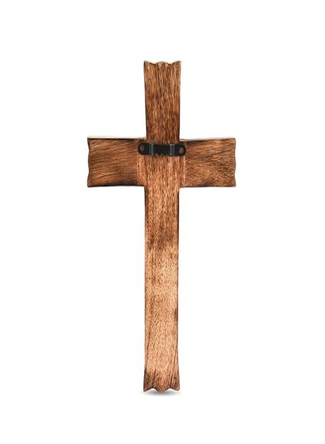 Kimona Cross Mango Wood Decorative Spiritual Art Sculpture Finish Religious Carvings Living Room Home Décor (10" X 6" X 0.75") - Image 5